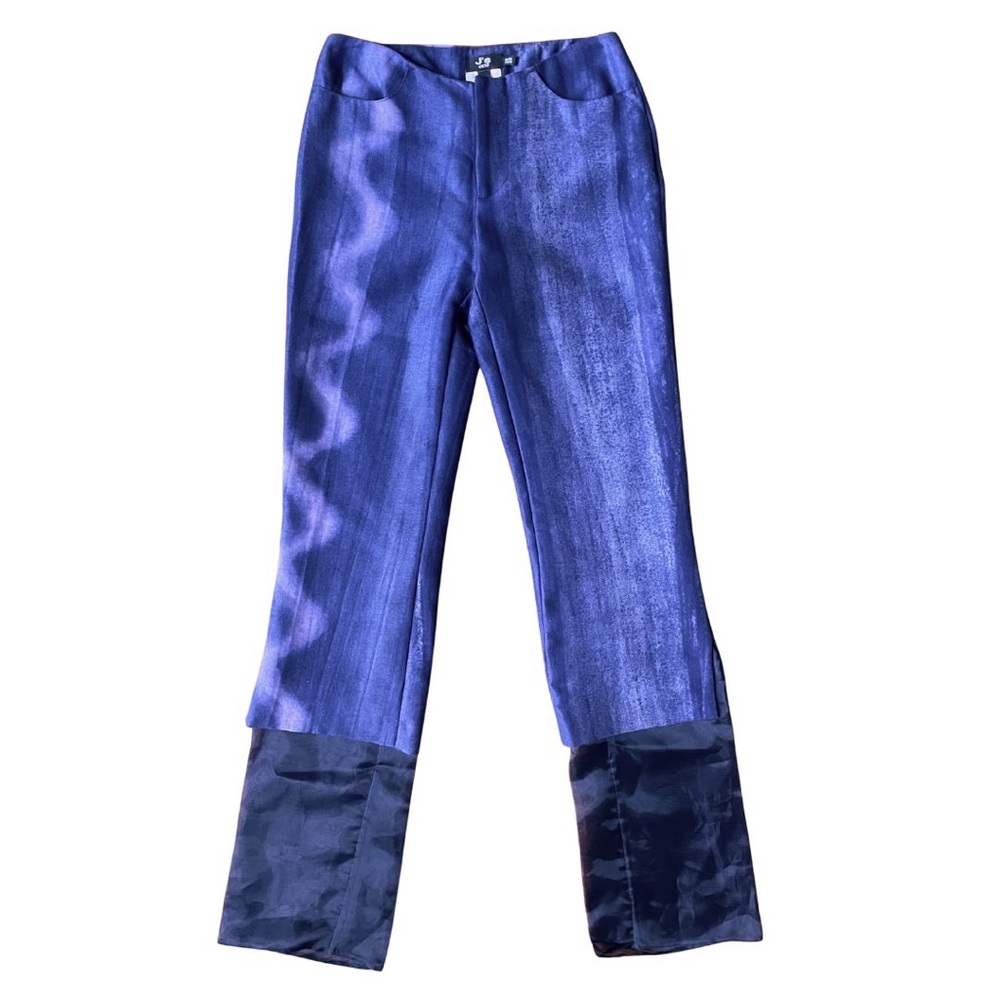 Purple Two-Tone Satin Flare Pants - Women